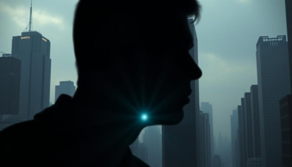 A dim, authoritarian cityscape looms, its towering skyscrapers casting ominous shadows. In the foreground, a lone individual's face is highlighted, their features obscured by a web of digital surveillance nodes. The air is heavy with a sense of unease, as the unseen gaze of artificial intelligence systems scrutinizes the populace. Soft, diffused lighting creates an atmosphere of unease, while a muted color palette evokes a dystopian, Orwellian vision. Subtly in the background, ghostly figures move through the urban landscape, their identities and actions monitored and analyzed by the ever-watchful AI sentinels. ai facial recognition surveillance : A dim, authoritarian cityscape looms, its towering skyscrapers casting ominous shadows. In the foreground, a lone individual's face is highlighted, their features obscured by a web of digital surveillance nodes. The air is heavy with a sense of unease, as the unseen gaze of artificial intelligence systems scrutinizes the populace. Soft, diffused lighting creates an atmosphere of unease, while a muted color palette evokes a dystopian, Orwellian vision. Subtly in the background, ghostly figures move through the urban landscape, their identities and actions monitored and analyzed by the ever-watchful AI sentinels.