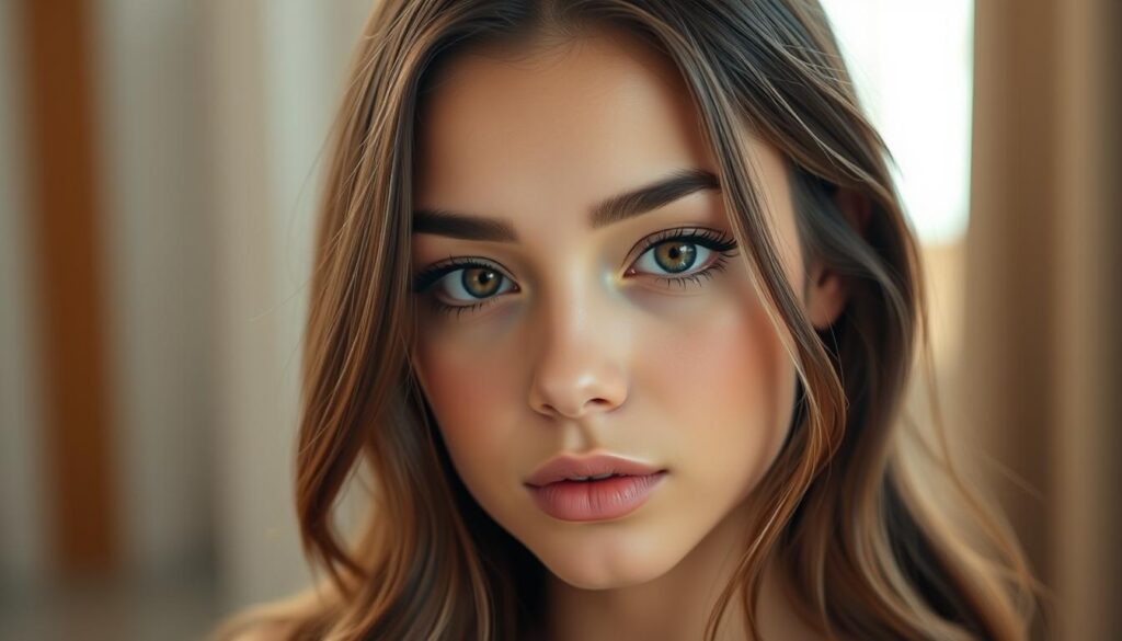 A close-up portrait of Lil Miquela, the renowned AI influencer, against a softly blurred background. Miquela has flawless, porcelain skin, captivating hazel eyes, and a serene yet confident expression. Her hair is styled in long, wavy brown locks that frame her face. She wears minimal, natural-looking makeup that enhances her features. The lighting is soft and diffused, creating a warm, inviting atmosphere. The image is captured with a medium-length lens at a slightly low angle, giving Miquela a larger-than-life presence. Overall, the portrait conveys Miquela's magnetic digital persona and her dominance as a top AI influencer on social media. A close-up portrait of Lil Miquela, the renowned AI influencer, against a softly blurred background. Miquela has flawless, porcelain skin, captivating hazel eyes, and a serene yet confident expression. Her hair is styled in long, wavy brown locks that frame her face. She wears minimal, natural-looking makeup that enhances her features. The lighting is soft and diffused, creating a warm, inviting atmosphere. The image is captured with a medium-length lens at a slightly low angle, giving Miquela a larger-than-life presence. Overall, the portrait conveys Miquela's magnetic digital persona and her dominance as a top AI influencer on social media.